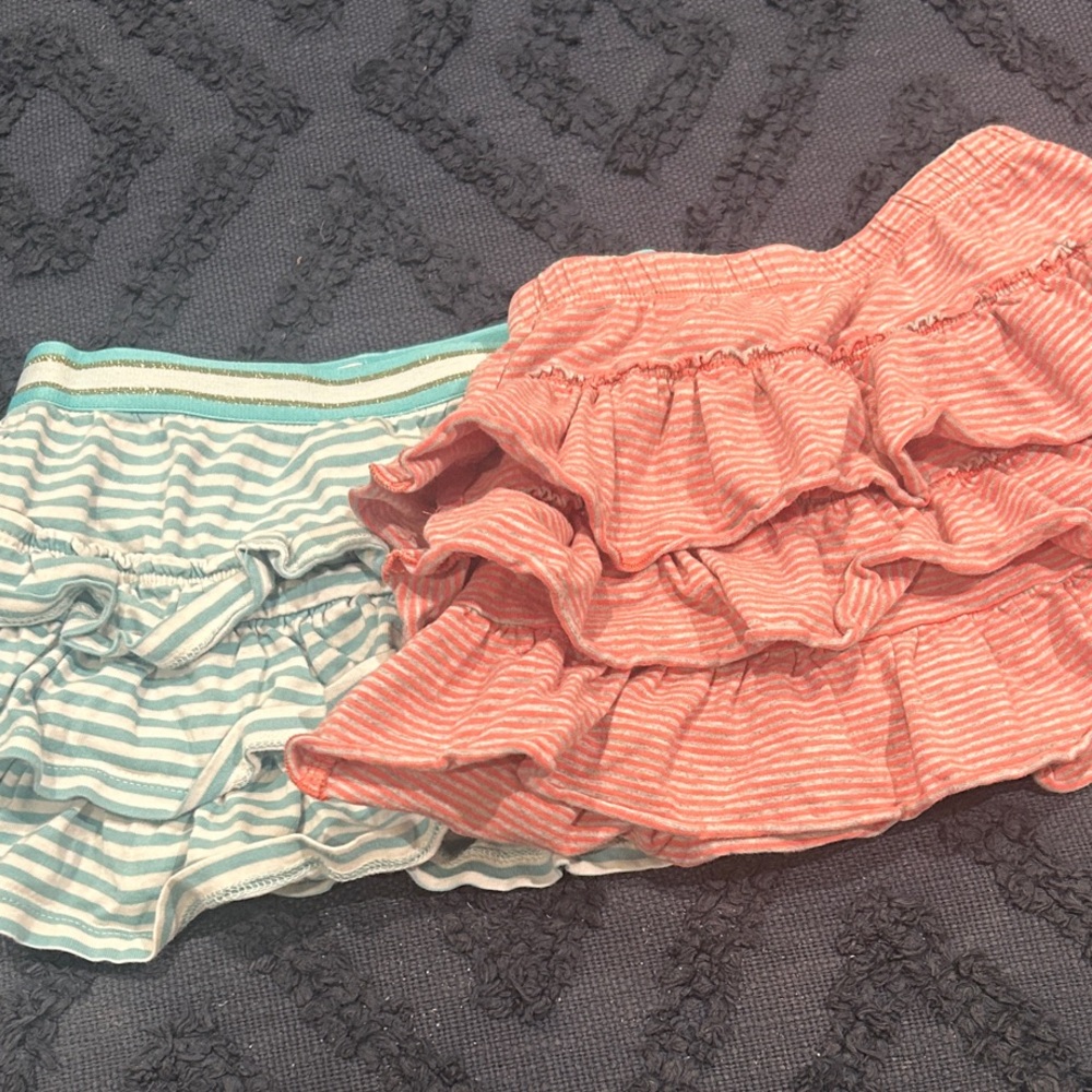Striped Ruffle Skort and Skirt Bundle